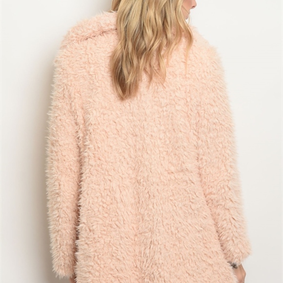 Last 1! BLUSH FAUX FUZZY PLUSH OPEN COAT! - Picture 5 of 8
